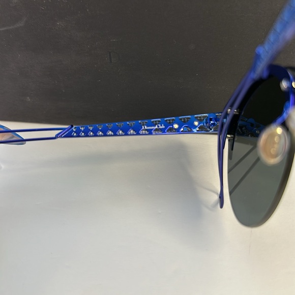 CHRISTIAN DIOR  Metal DioramaClub Sunglasses Black Blue - Picture 13 of 17
